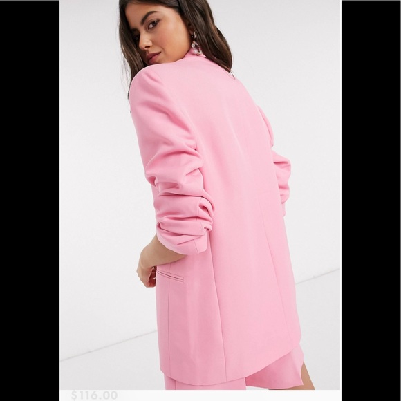 ASOS Design Mom Suit Blazer in Pop Pink - Picture 4 of 8